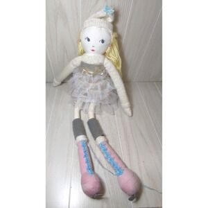 Pottery Barn Kids PBK 26"  Cloth Rag Doll Ice Skater Girl blonde gold dress pink